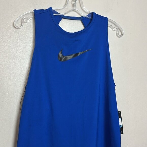 Nike Pro Essential Swoosh Dri Fit Open Back High Neck Workout Tank Top - Picture 6 of 11